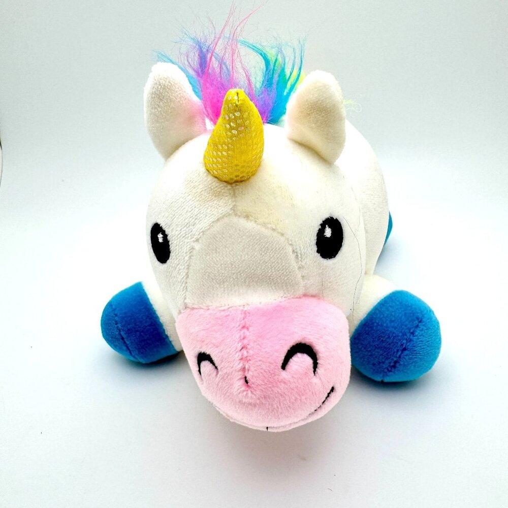 Adventure Planet Plush Unicorn Toy Rainbow Mane Blue Hooves Soft & Cuddly